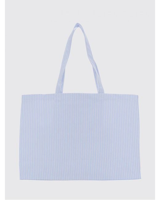 A.P.C. Blue Rectangular Striped Cotton Tote Bag With Double Handle for men