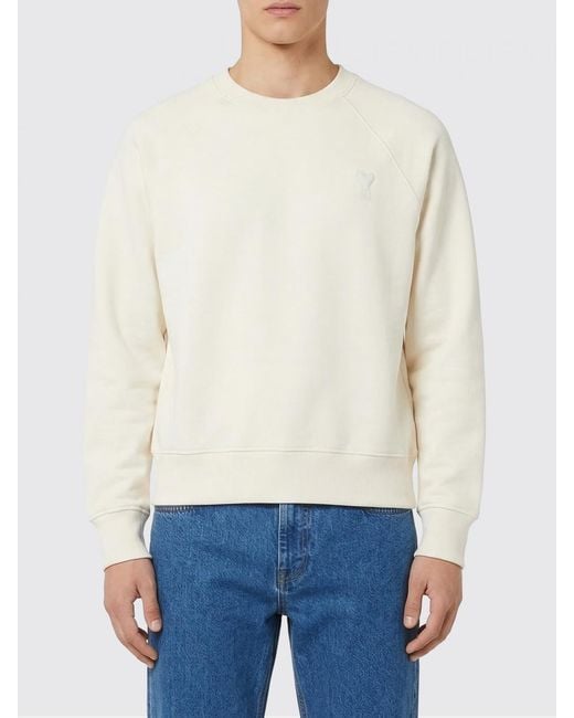 AMI White Cotton Sweatshirt for men