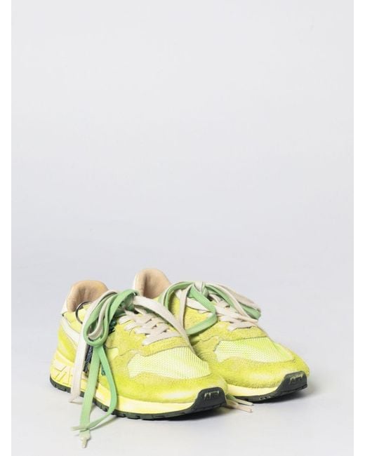 Autry Yellow Reelwind Super Vintage Used Suede And Nylon Sneakers