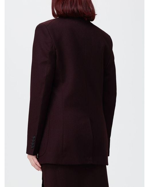 Victoria Beckham Purple Single-Breasted 100% Wool Blazer With Lapel Collar