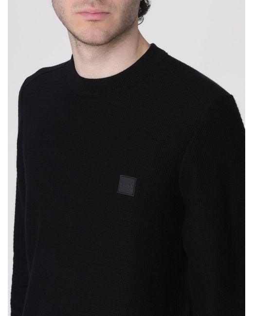 Boss Black Cotton And Cashmere Crew-Neck Sweater for men