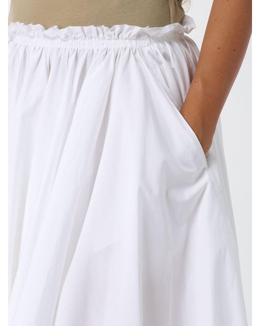 AMI White High-Waisted Pleated Cotton Mini Skirt