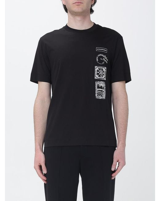 Emporio Armani Black Cotton T-Shirt With Logo for men