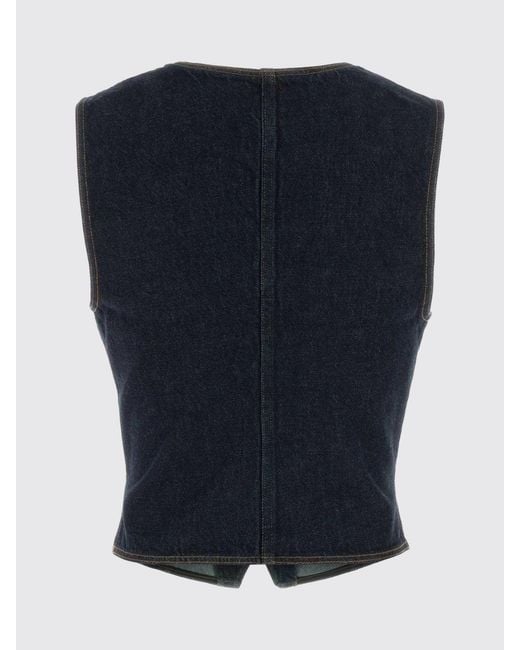 FRAME Blue Denim Single-Breasted Vest