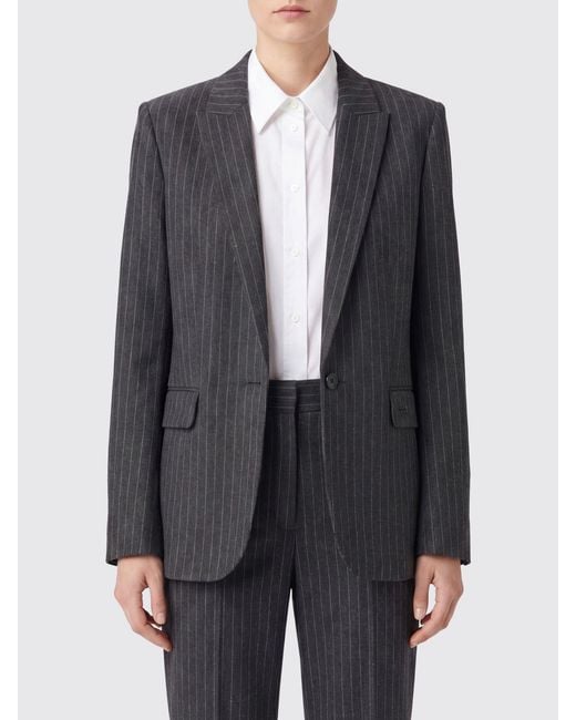 Zadig & Voltaire Gray Zadig &Amp Voltaire Pinstriped Single-Breasted Blazer With Peak Lapels