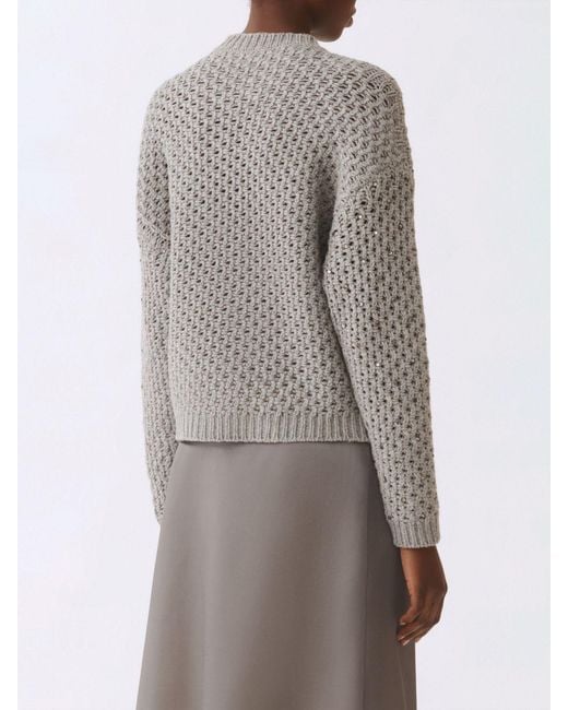 Fabiana Filippi Gray Virgin Wool Cashmere And Silk Knit Top