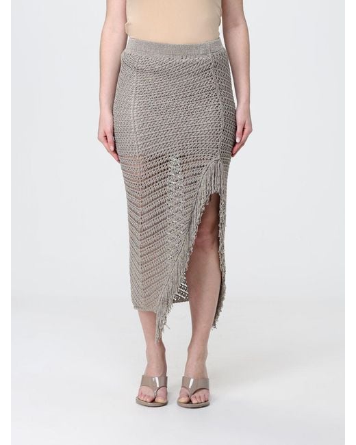 SIMONA CORSELLINI Gray Lurex Crochet Knit Midi Skirt