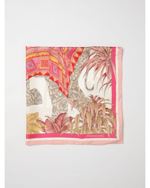 Ferragamo Pink India Print Silk Foulard