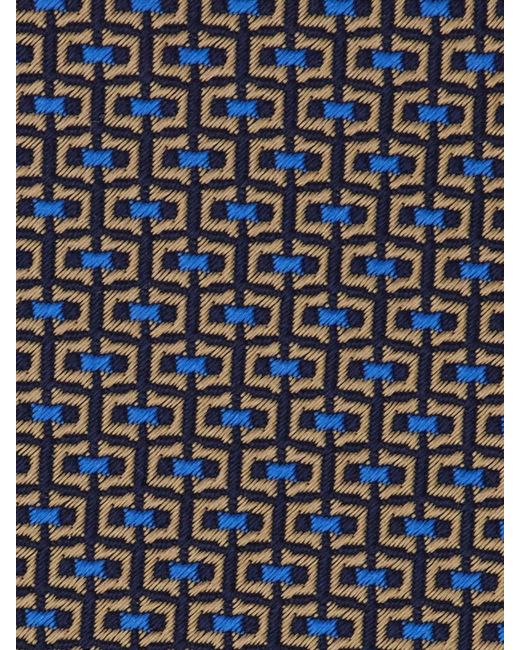 Ferragamo Gray Pure Silk Tie With Abstract Geometric Print for men