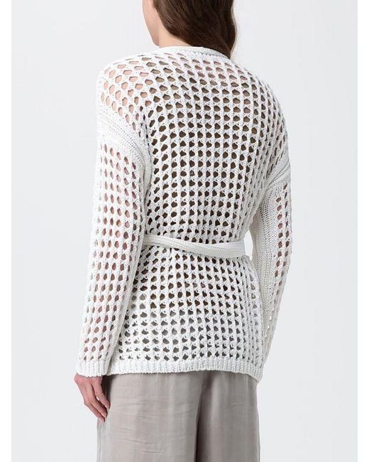 Max Mara Pure White Cotton Knit Openwork Cardigan