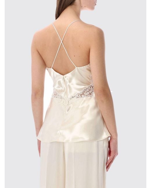 Alberta Ferretti White Satin And Lace Top