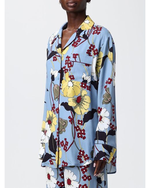 Marni Blue Floral Print Viscose Shirt