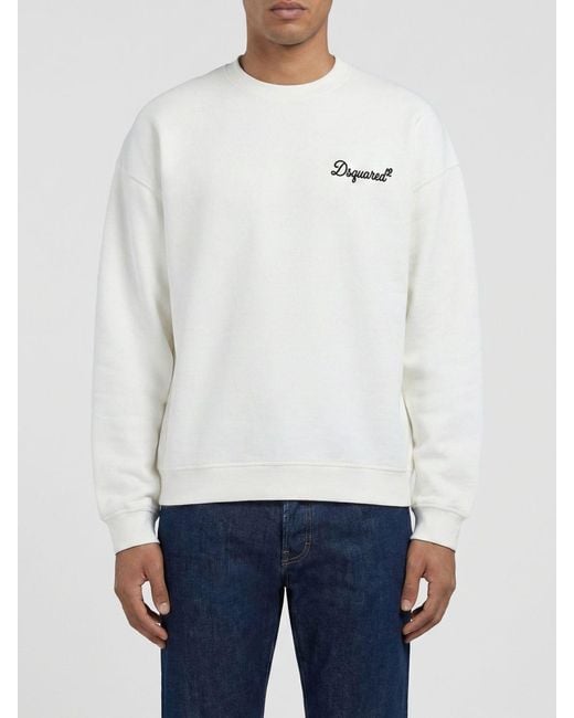 DSquared² White Cotton Crewneck Sweatshirt With Logo for men