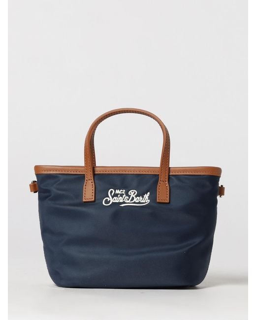 Mc2 Saint Barth Blue Nylon Bag With Embroidered Logo