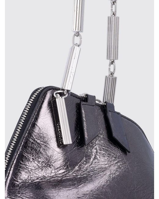 The Attico Gray La Scala Crackled Leather Mini Handbag With Metallic Handle