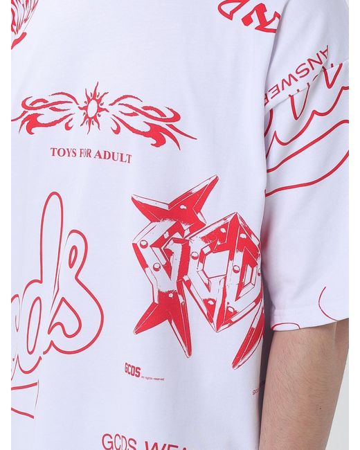 Gcds White Printed Cotton Oversized T-Shirt for men