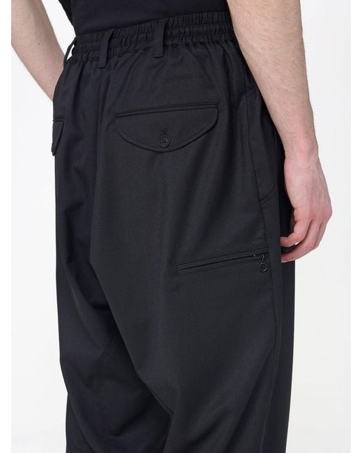 Y-3 Black Wide-Leg Wool Blend Trousers for men