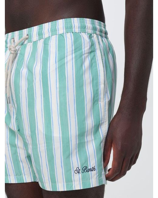 Mc2 Saint Barth Blue Short Nylon Swim Trunks With Elastic Waist And Logo for men