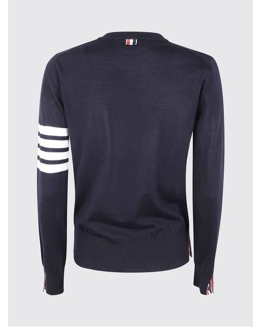 Thom Browne Blue 4-Bar Virgin Wool Sweater