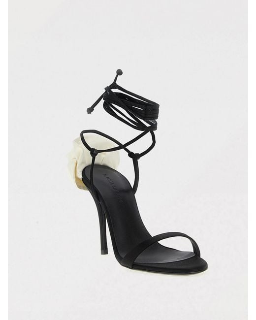 Magda Butrym White Satin Sandal With Applied Flower