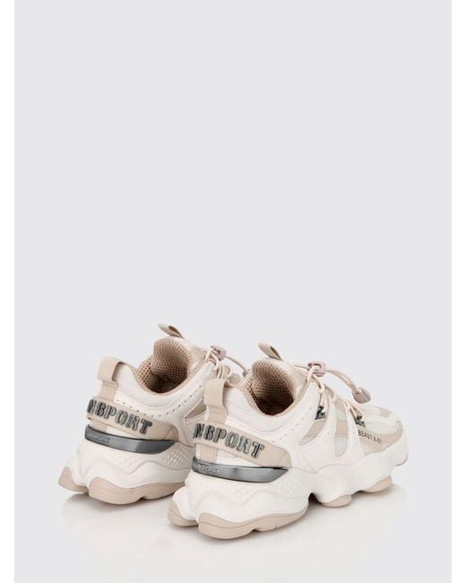 Philipp Plein Natural Runner Beast X-01 Leather And Mesh Sneakers With Drawstring Closure for men