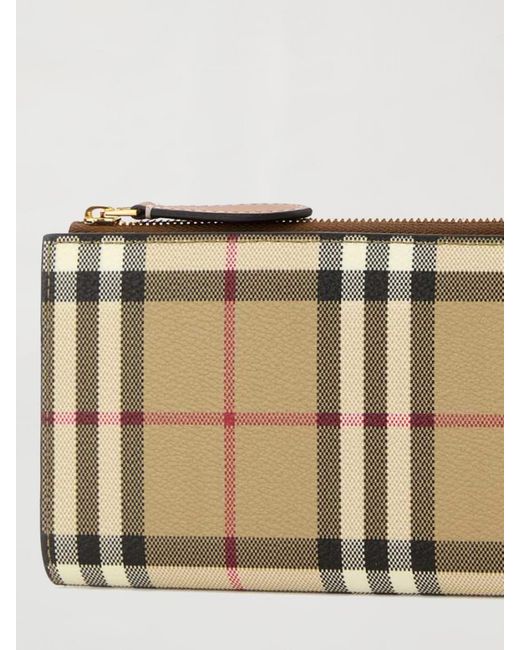 Burberry Natural Coated Cotton Wallet With Vintage Check Print