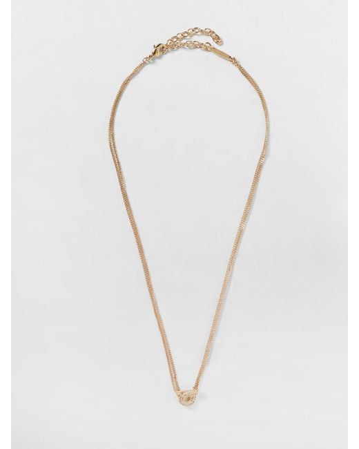 Ferragamo White Torchon Brass Necklace