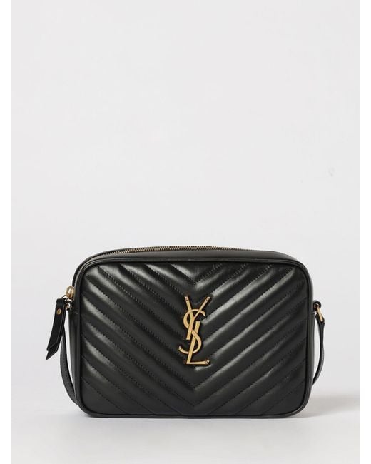 Saint Laurent Black Lou Chevron Quilted Nappa Bag