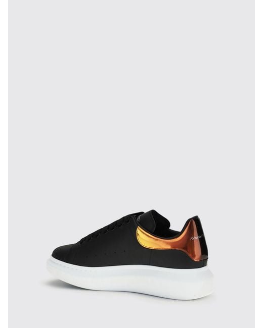McQueen Black Oversize Leather Sneakers for men