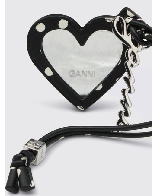 Ganni Black Polka Dot Faux Leather Keychain