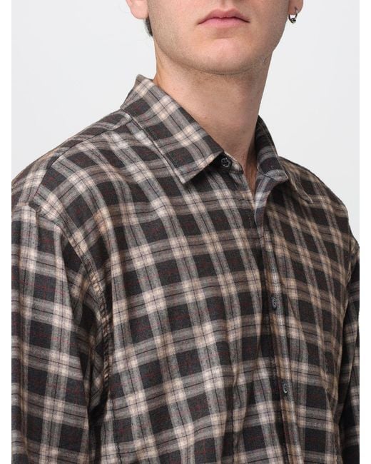 DSquared² Gray X Magliano Butch Check-Print Tie-Neck Shirt for men