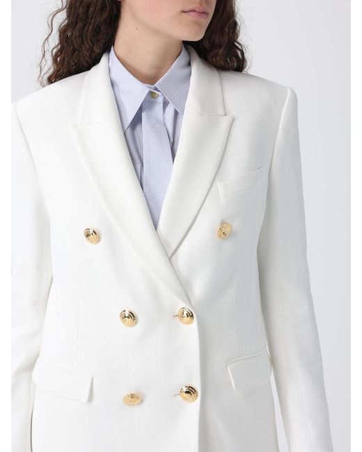 Elisabetta Franchi White Stretch Viscose Double Breasted Blazer