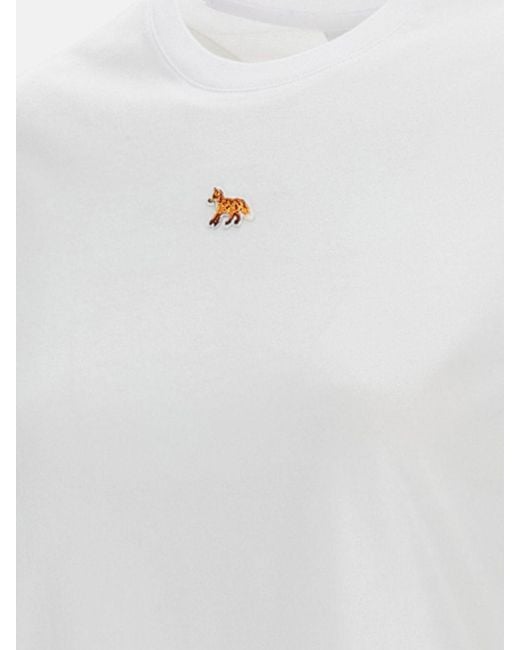 Maison Kitsuné White Maison KitsunÉ Cotton Crop T-Shirt With Logo