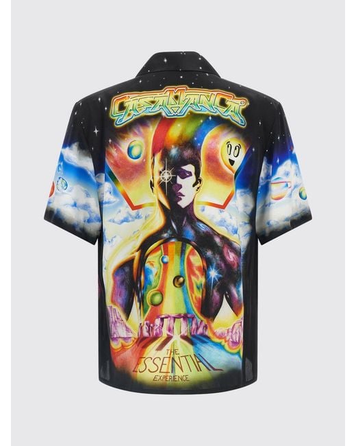 Casablanca Blue Multicolor Silk Pattern Shirt for men