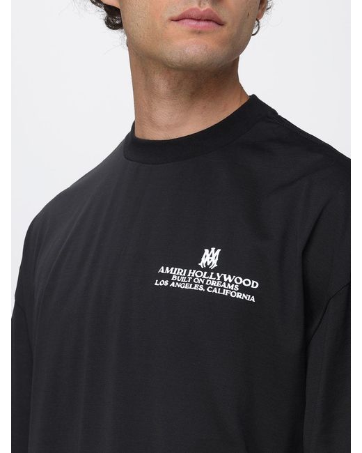 Amiri Black Relaxed Fit Cotton Crewneck T-Shirt With Contrast Logo And Dropped Shoulders for men
