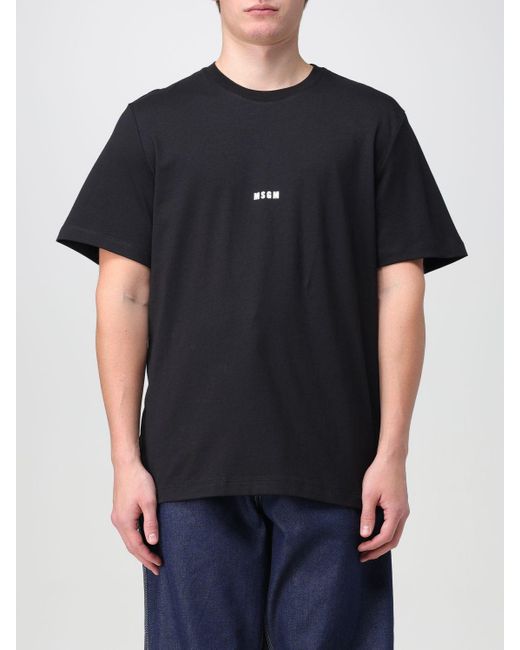 T-shirt di cotone di MSGM in Black da Uomo