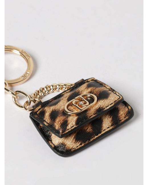 Liu Jo White Animal Print Faux Leather And Brass Keychain
