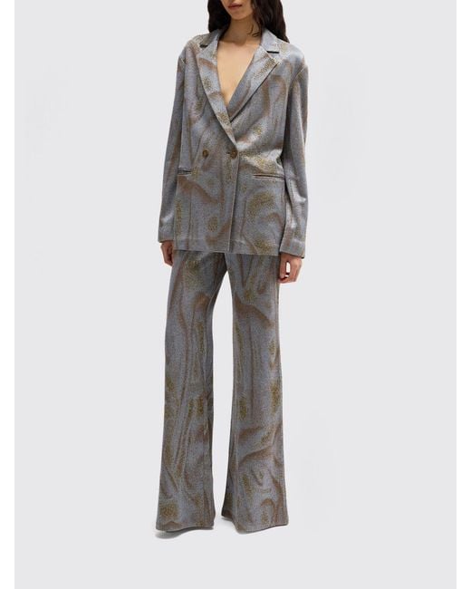 MACCAPANI Gray Double-Breasted Viscose And Cotton Blazer