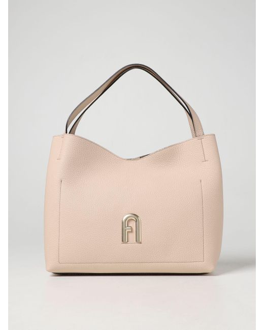 Furla Pink Primula Tote Bag In Textured Leather