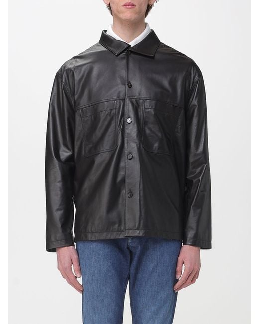 Emporio Armani Black Leather Jacket for men