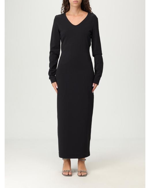 Emporio Armani Knot-Back Long-Sleeved Day Dress in Black | Lyst Emporio Armani Knot-Back Long-Sleeved Day Dress in Black | Lyst