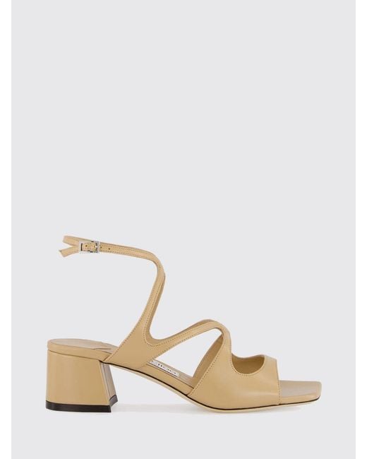 Jimmy Choo Natural Azilia Nappa Leather Sandals With Low Heel And Square Toe