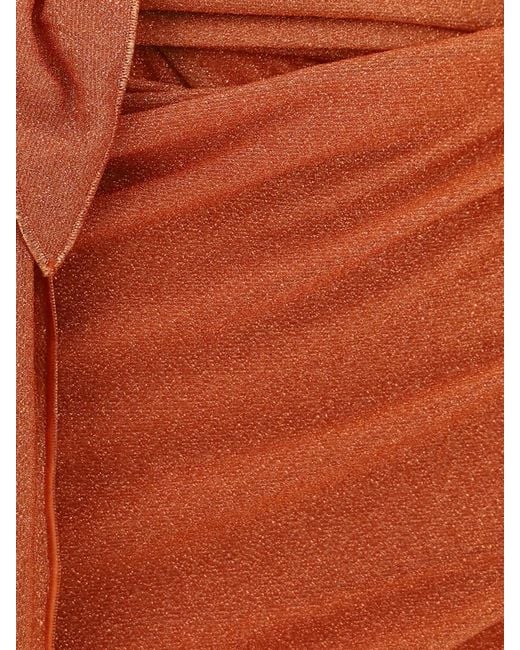 Oseree Orange Lumiere Asymmetrical V-Neck Wrap Mini Dress