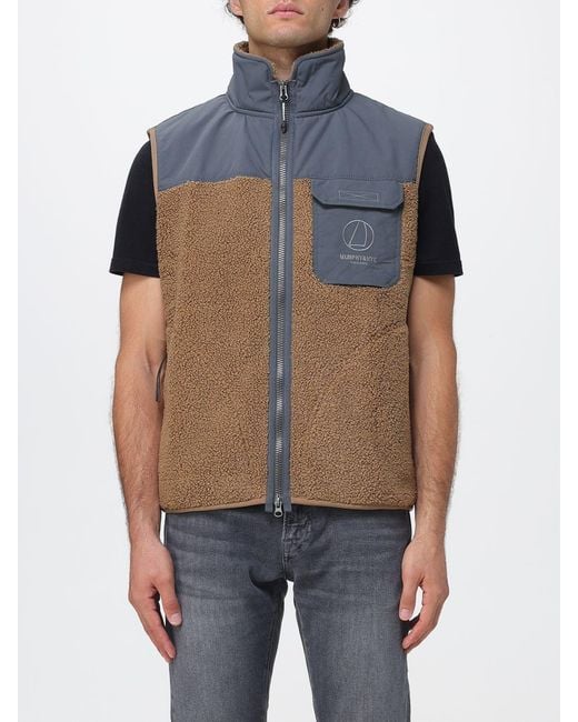 Murphy & Nye Blue Technical Fleece And Polyester Gilet With Patch Pockets for men