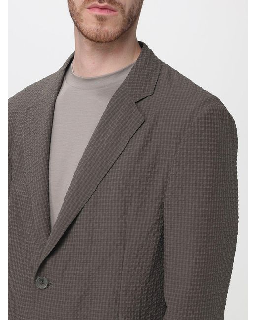 Emporio Armani Gray Single-Breasted Polyester Blazer for men
