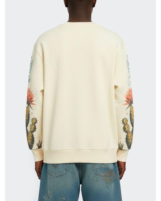 Barrow Gray Crewneck Cotton Sweatshirt With Logo Print for men