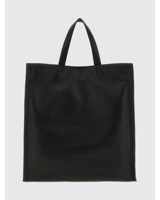 Jil Sander Black Large Light Smooth Calfskin Leather Tote Bag With Double Handle for men
