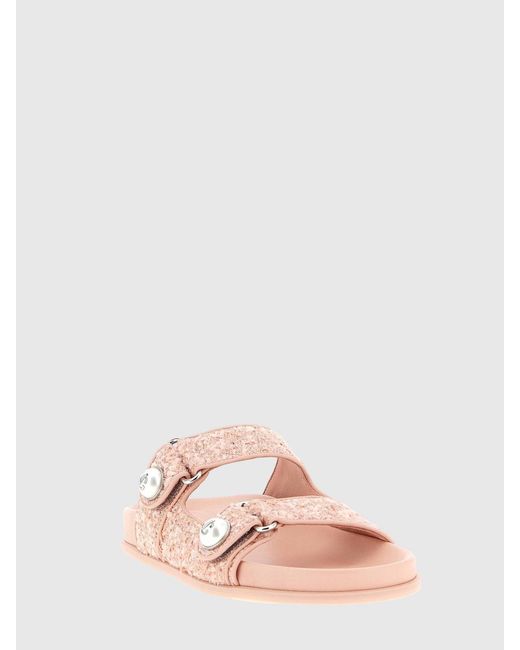 Jimmy Choo Pink Fayence Tweed Sandals With Embroidered Sequins