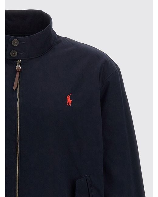 Polo Ralph Lauren Blue Cotton Bomber Jacket With Logo for men