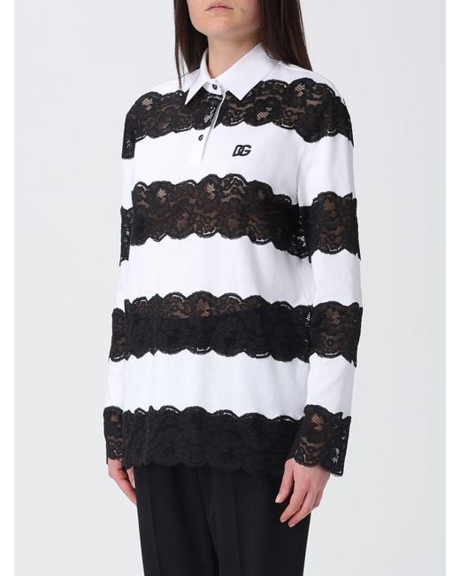 Dolce & Gabbana Multicolor Dolce &Amp Gabbana Cotton And Lace Polo Shirt